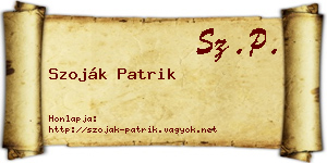 Szoják Patrik névjegykártya